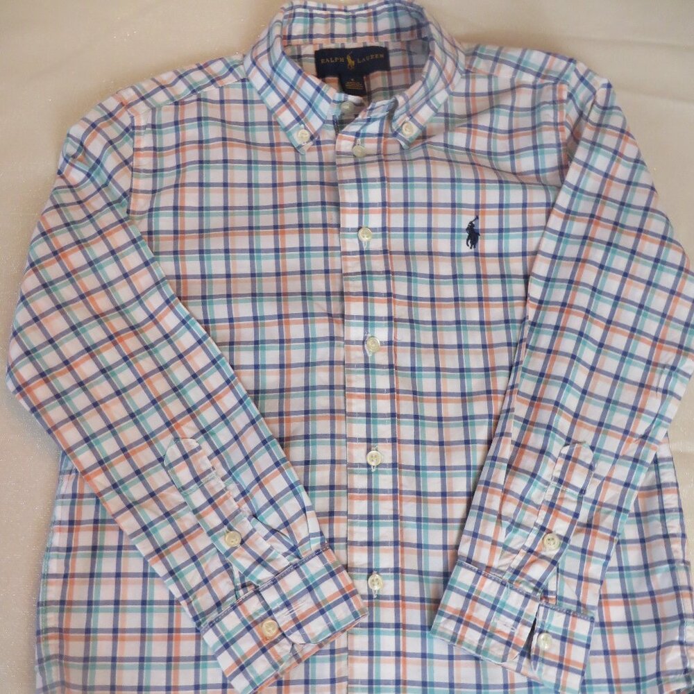 Polo Ralph Lauren Boys Button Down | Plaid | Orange/Navy/Green | Size 6